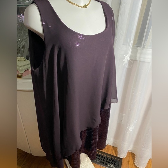 Reitmans Chiffon Poncho Sequins Dress Sz Plus 20 purple - Picture 4 of 13
